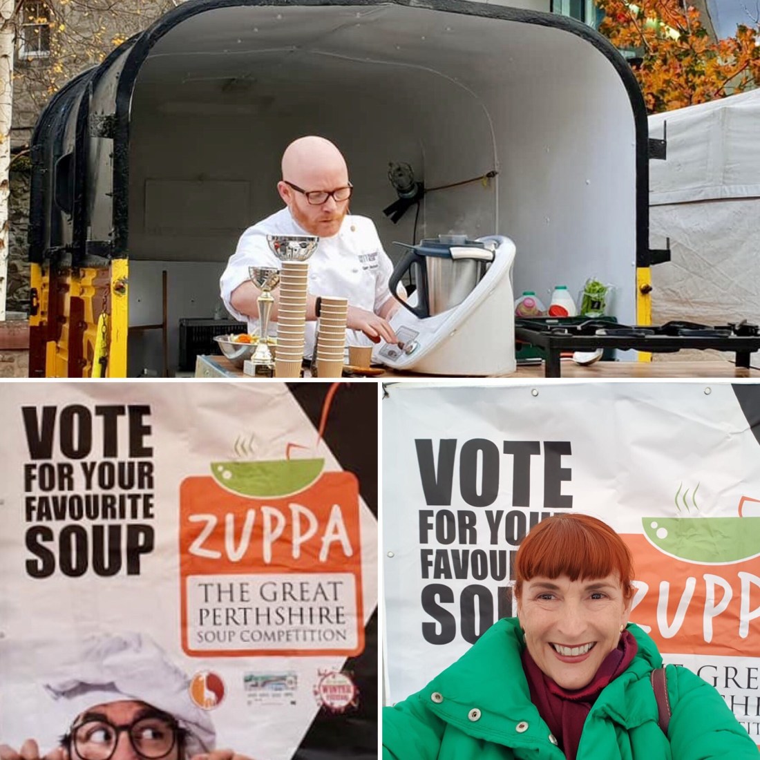 Three pictures showing Gary MacLean, a competition banner and the blogger